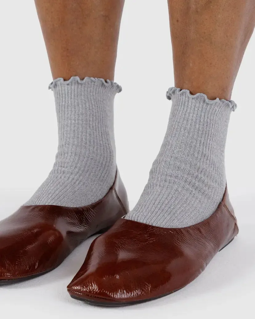 Baggu | Lettuce Edge Socks (Set of 2) - Heather Grey & Black sold by Fort product image thumbnail 2