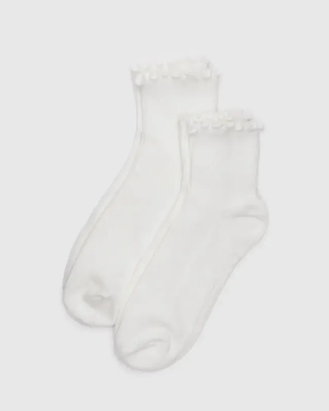 Baggu | Lettuce Edge Socks (Set of 2) - White sold by Fort