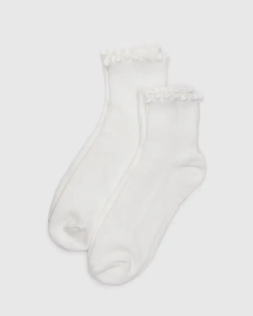 Baggu | Lettuce Edge Socks (Set of 2) - White sold by Fort