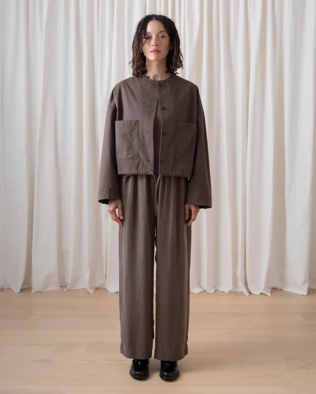 Ali Golden | Cropped Drawstring Jacket - Dark Taupe sold by Fort