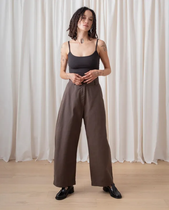 Ali Golden | Loose Barrel Pant - Dark Taupe sold by Fort