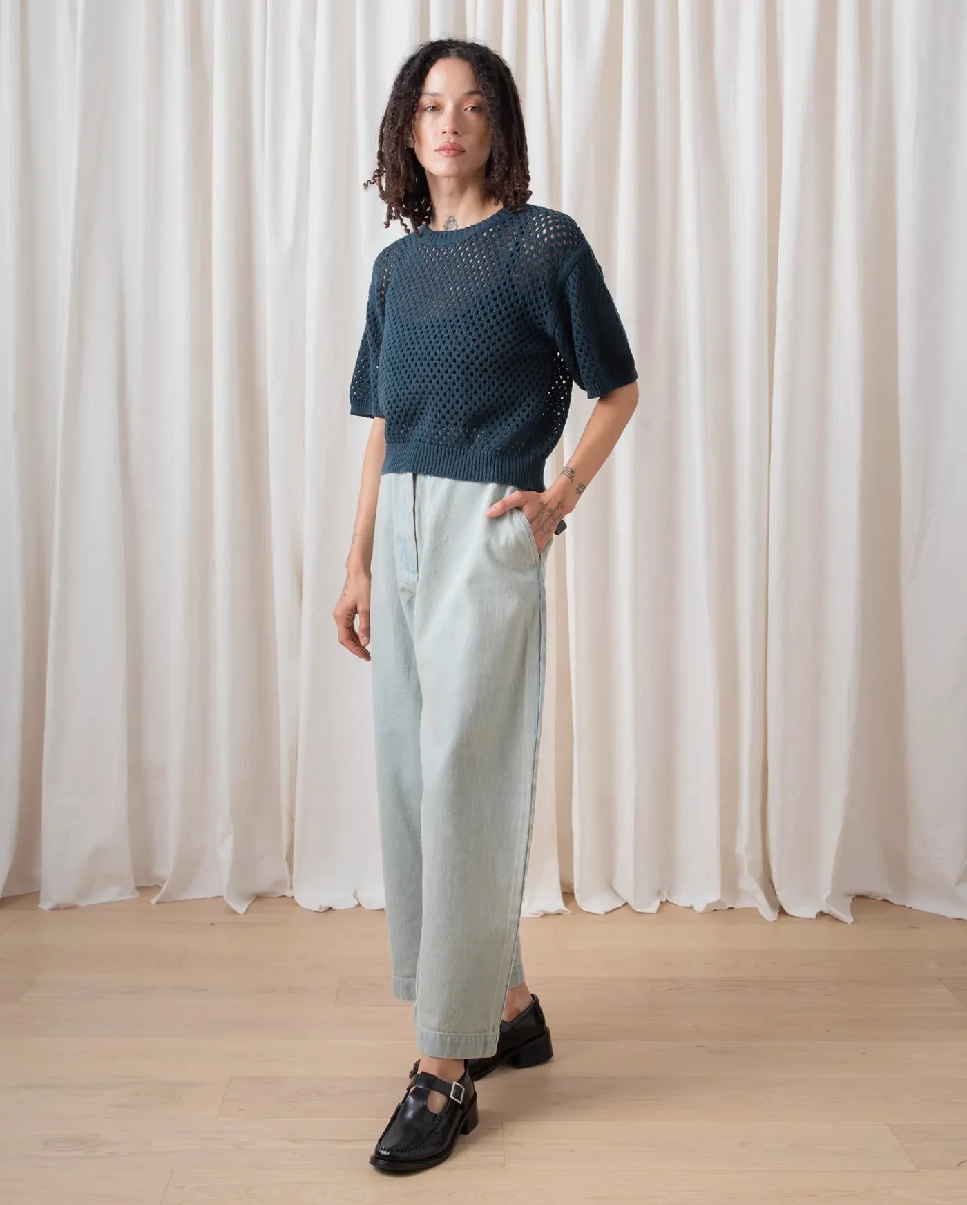 Ali Golden | Open Knit Tee Shirt - Deep Teal sold by Fort product image thumbnail 4