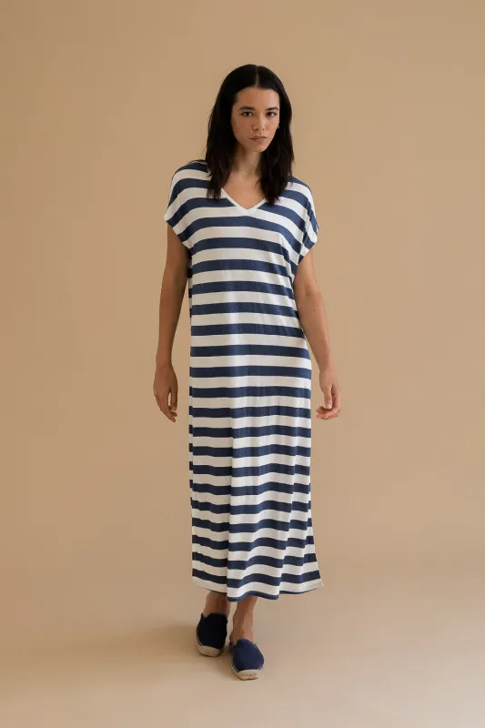 Mus & Bombon | Senses Dress - Navy Stripes sold by Fort