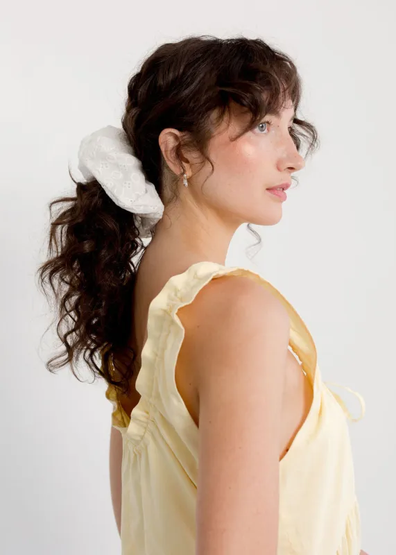A Bronze Age | Oversized Cotton Scrunchie - White Eyelet sold by Fort