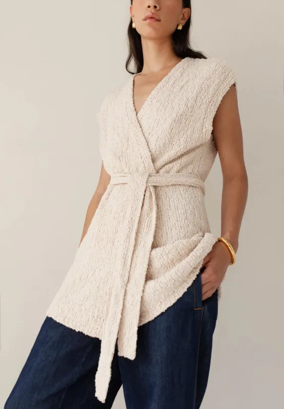 Paper Label | Pearl Belted Vest - Oatmeal sold by Fort