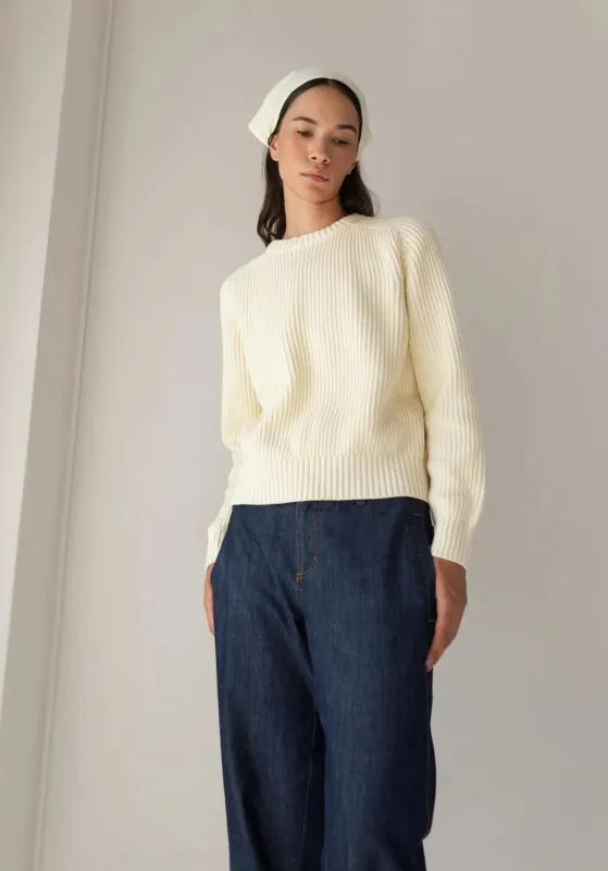 Paper Label | Avery Crew Neck Sweater - Unsalted Butter sold by Fort