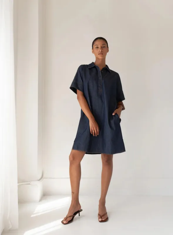 Paper Label | Vlada Denim Dress - Dark Chambray sold by Fort