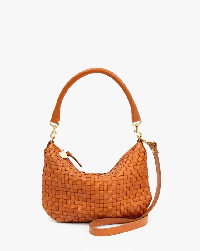 Clare V. | Petit Moyen Messenger - Natural Woven Checker sold by Fort