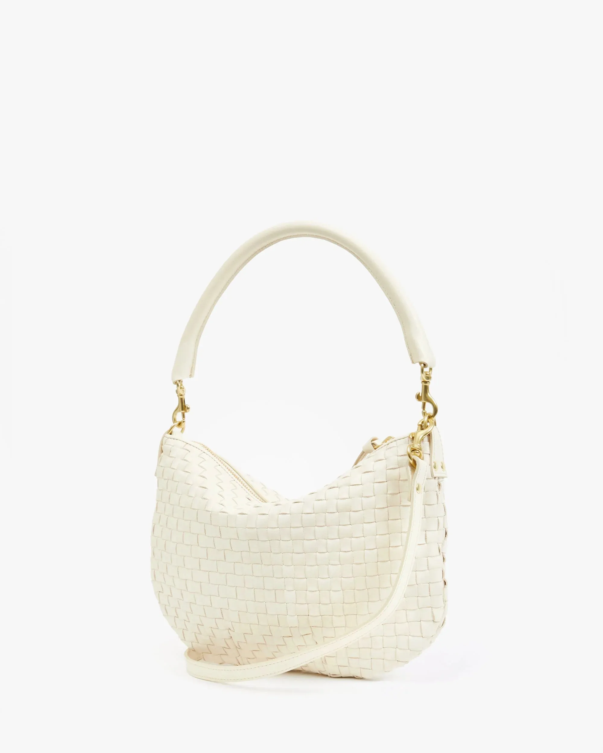 Clare V. | Petite Moyen Messenger - Cream Woven Checker sold by Fort product image thumbnail 2