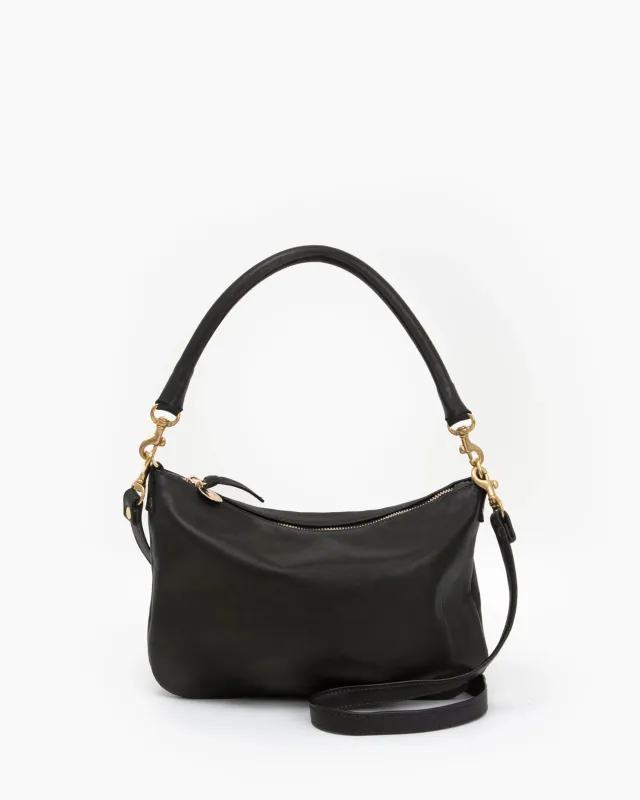 Clare V. | Petite Moyen Messenger - Black Italian Napa sold by Fort