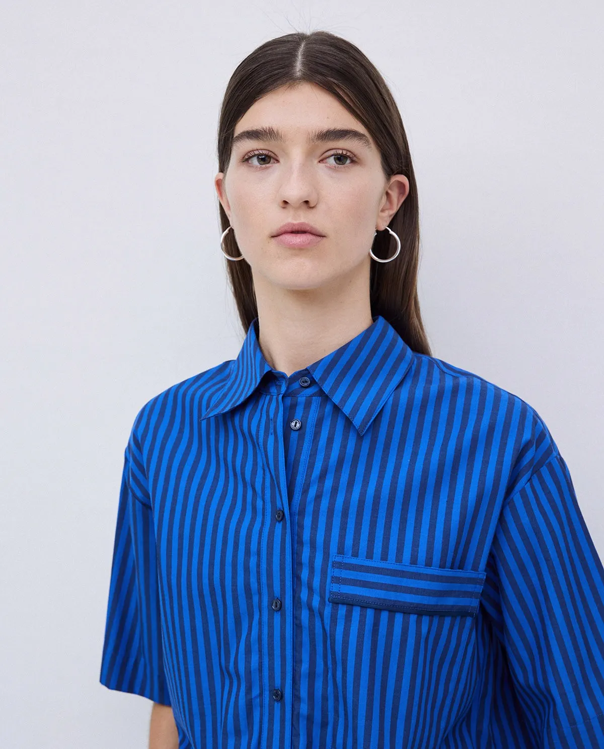 Yerse | Striped Poplin Shirt - Blue sold by Fort product image thumbnail 4