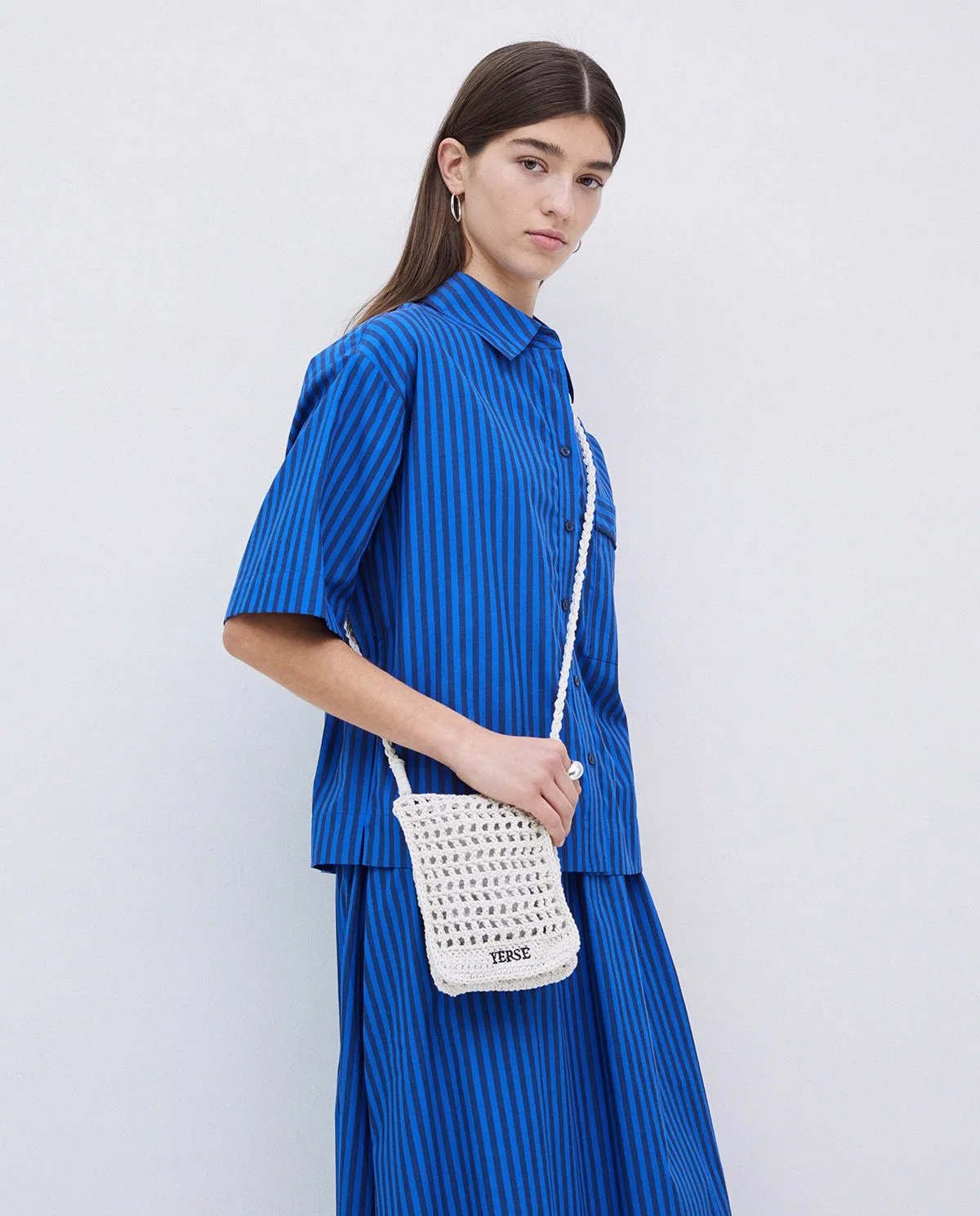 Yerse | Striped Poplin Shirt - Blue sold by Fort product image thumbnail 3