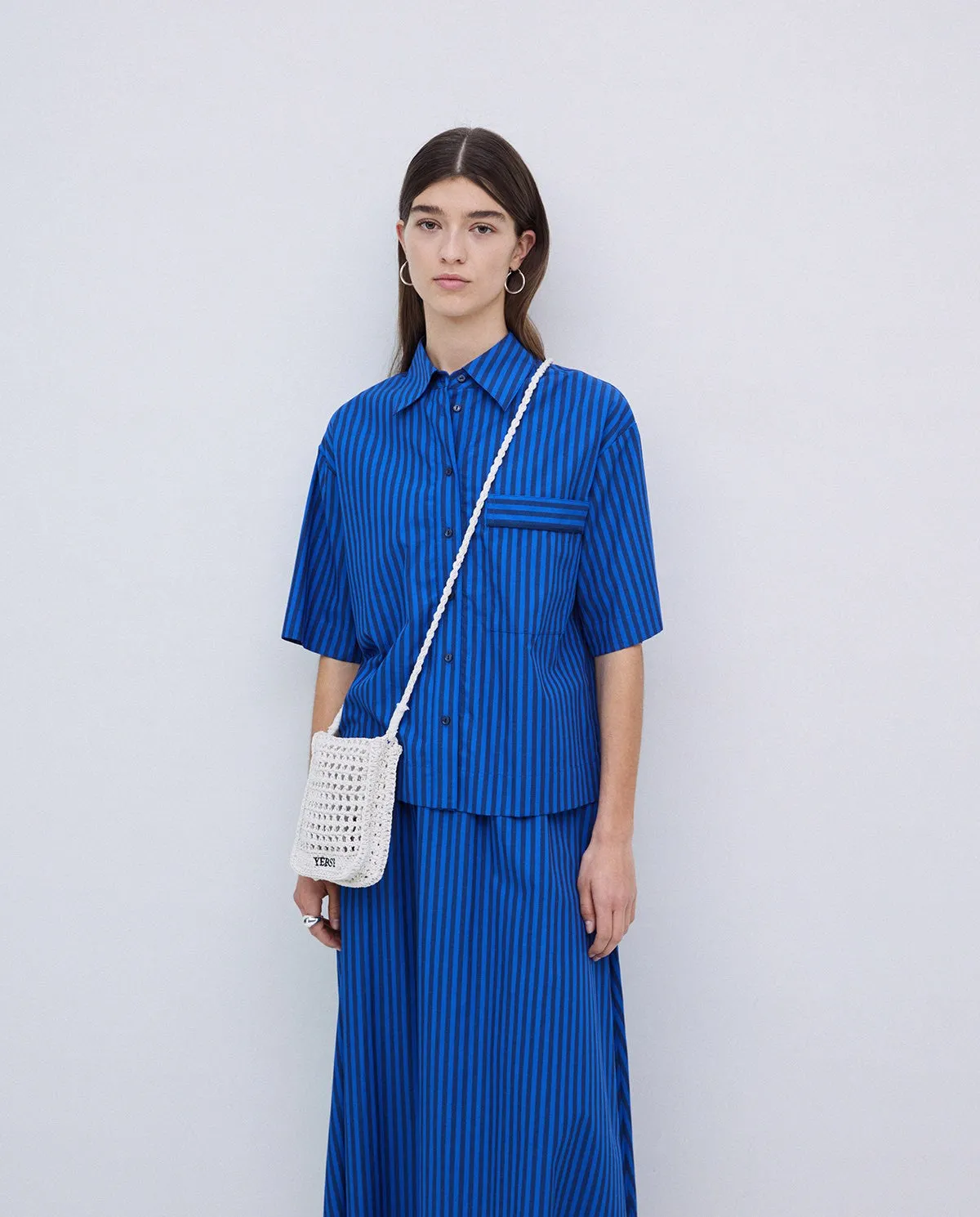 Yerse | Striped Poplin Shirt - Blue sold by Fort product image thumbnail 2
