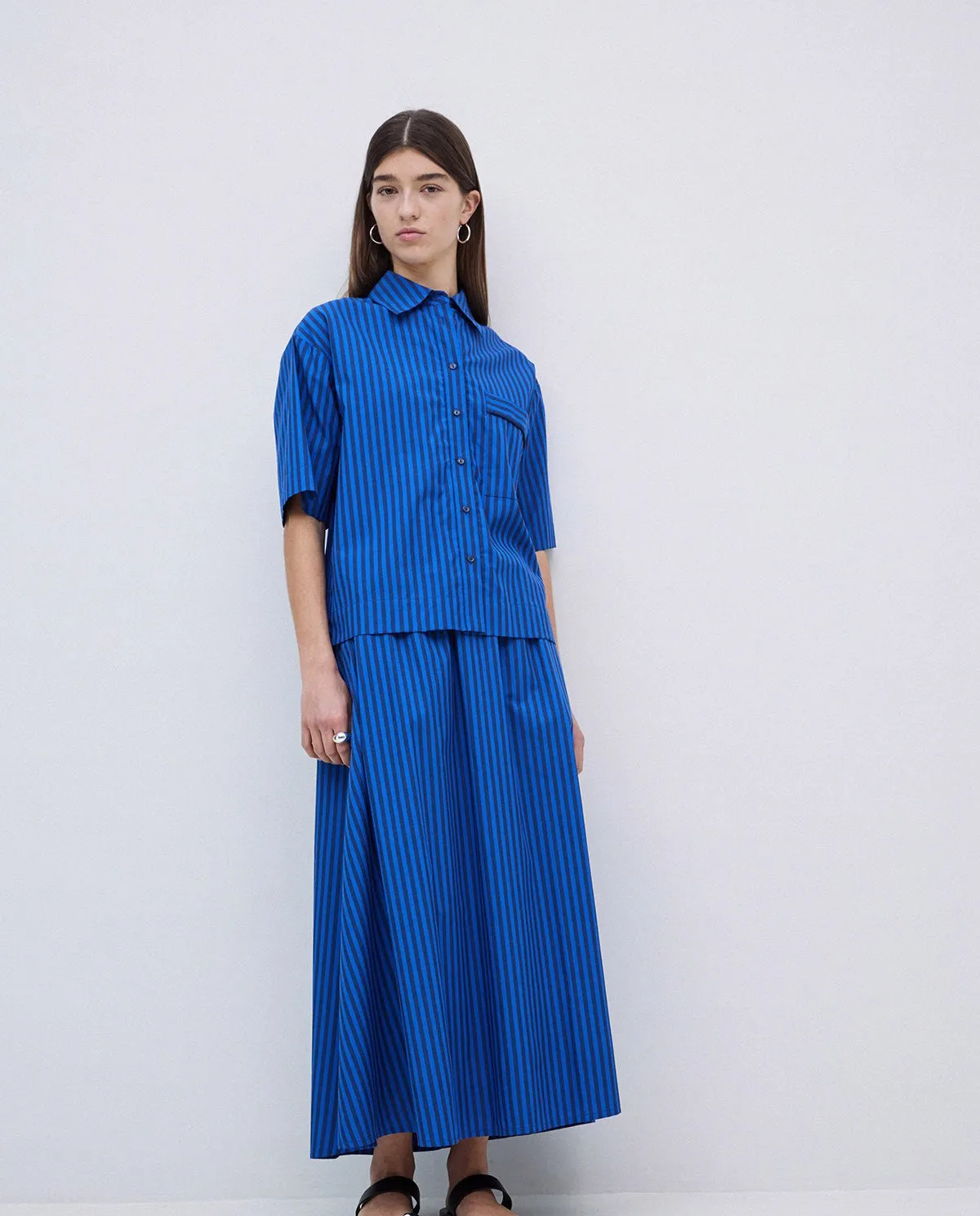 Yerse | Striped Poplin Shirt - Blue sold by Fort product image thumbnail 5