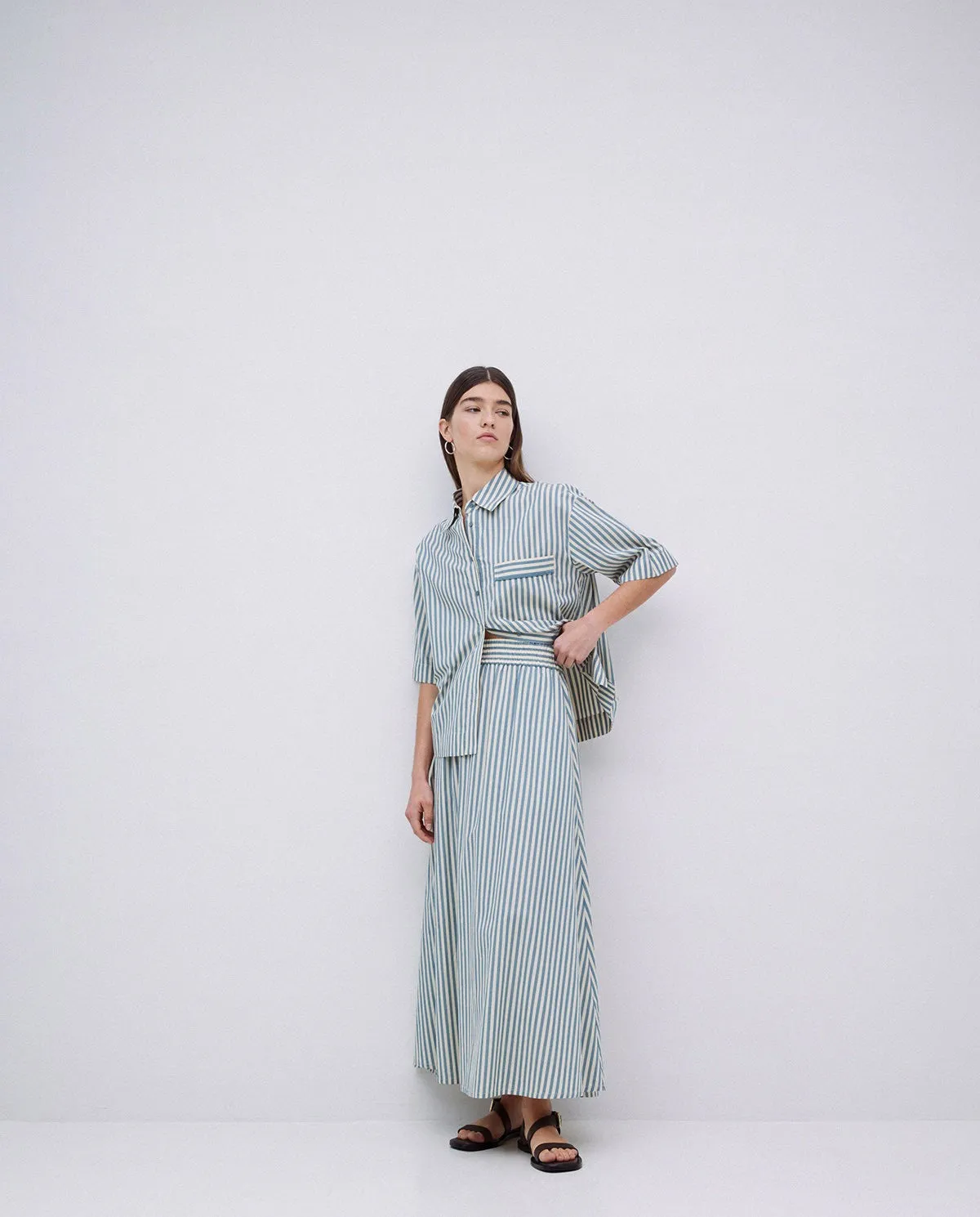 Yerse | Striped Midi Skirt - Green sold by Fort product image thumbnail 3