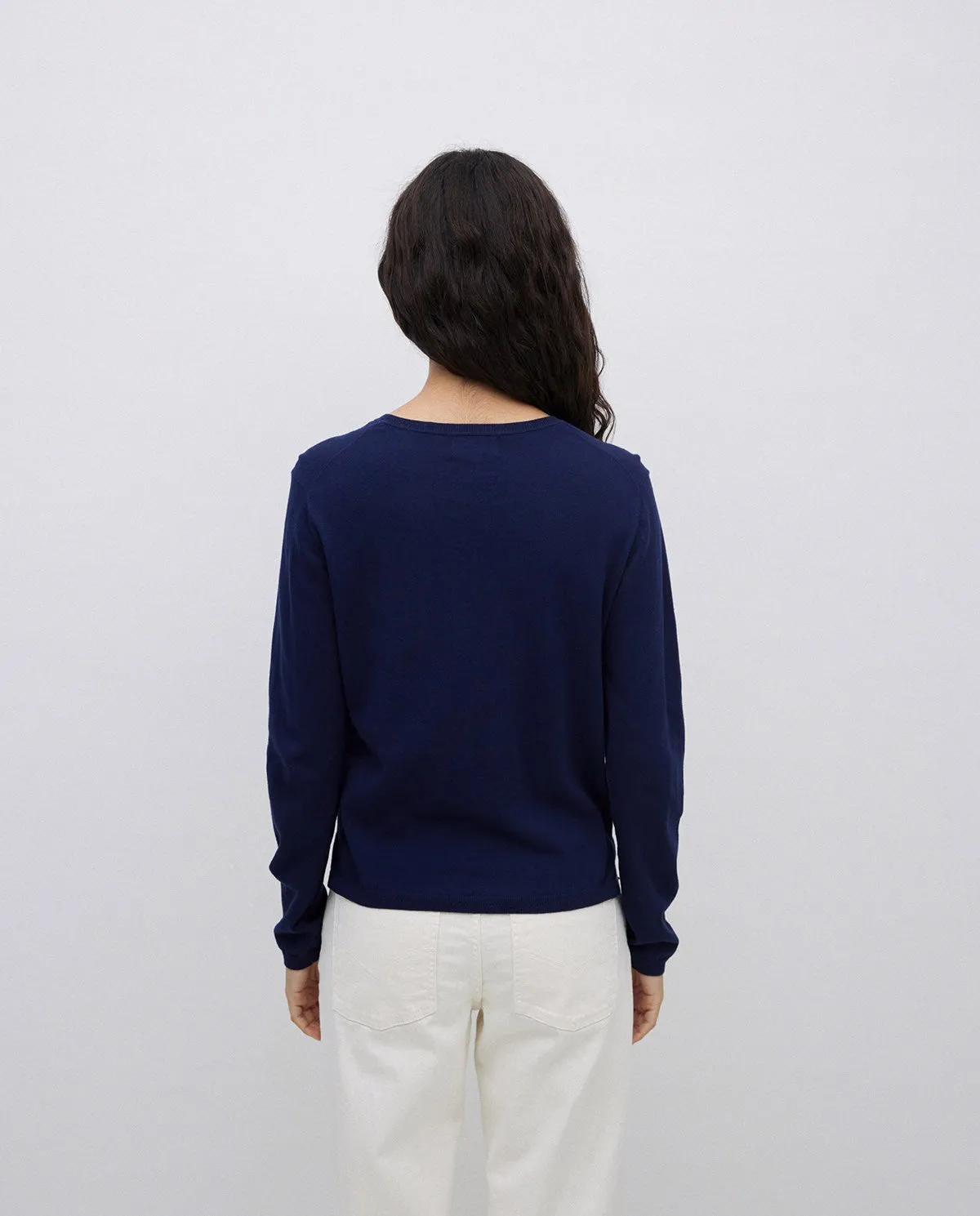 Yerse | Round-Neck Cotton Jumper - Navy sold by Fort product image thumbnail 3