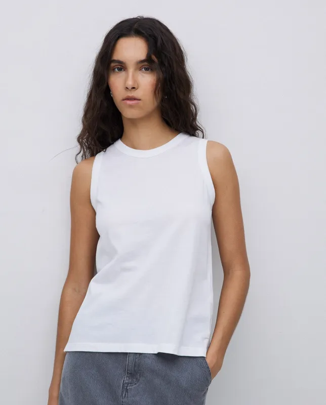 Yerse | Basic Round-Neck Tank - White sold by Fort