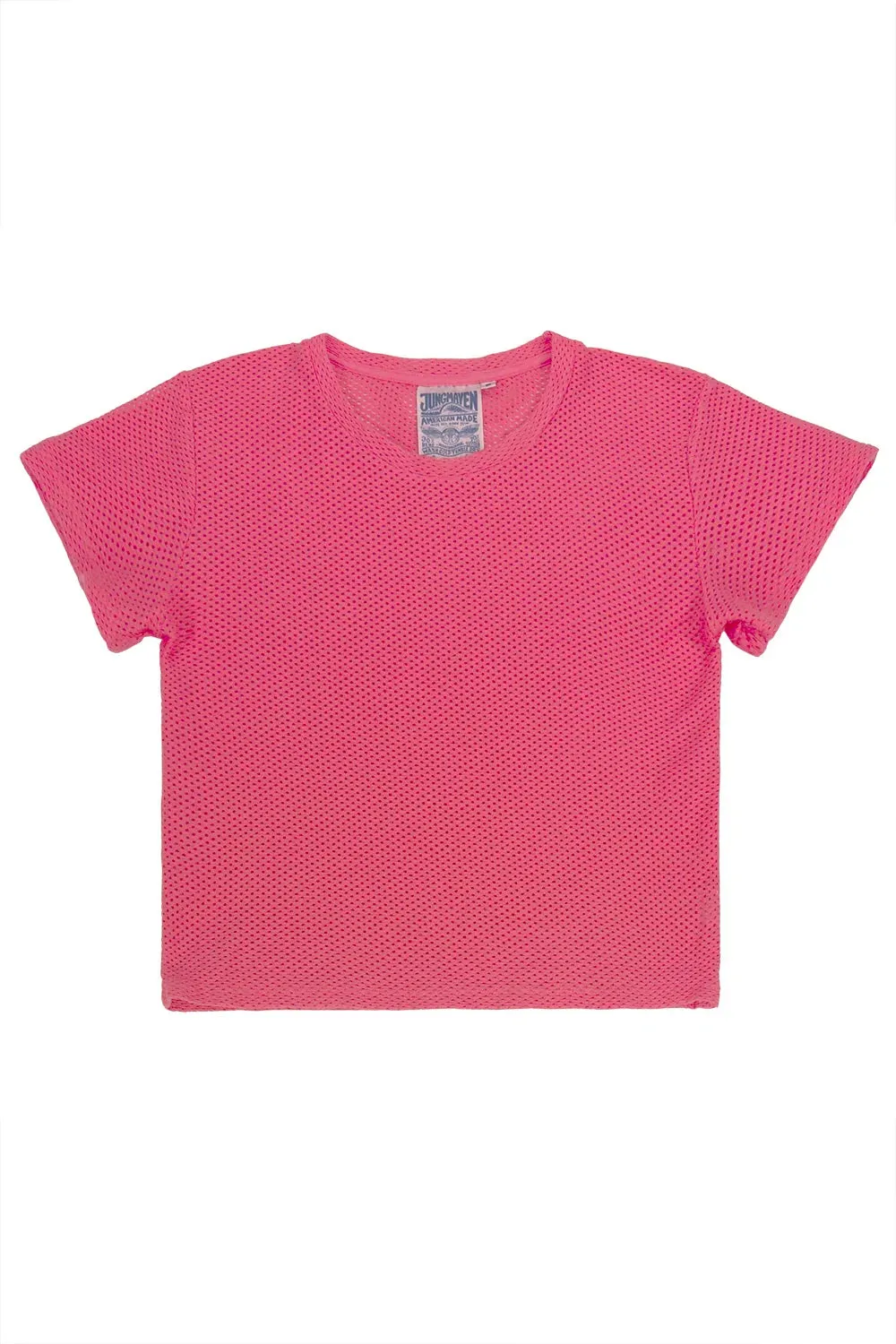 Jungmaven | Carmen Mesh Cropped Tee - Sunset Coral sold by Fort
