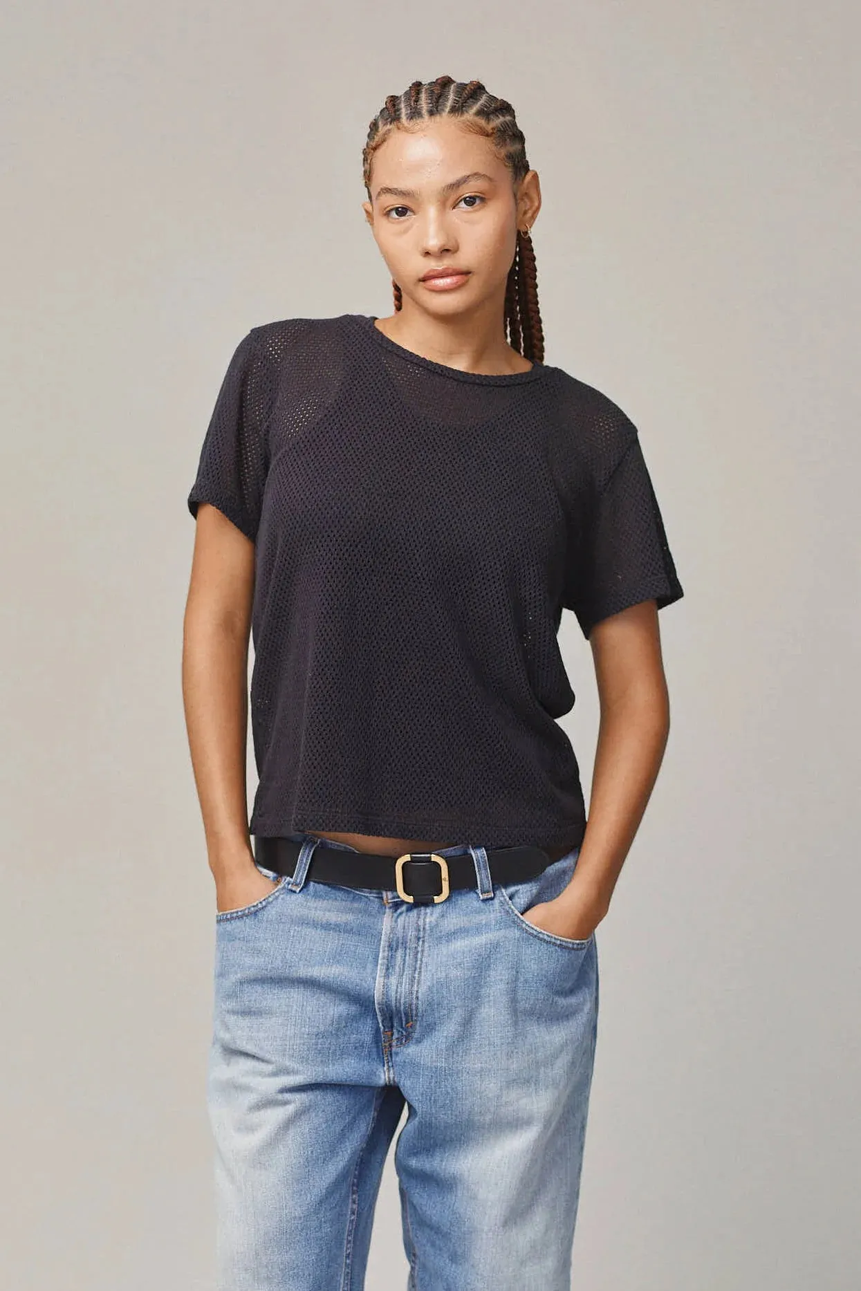 Jungmaven | Carmen Mesh Cropped Tee - Sunset Coral sold by Fort product image thumbnail 2