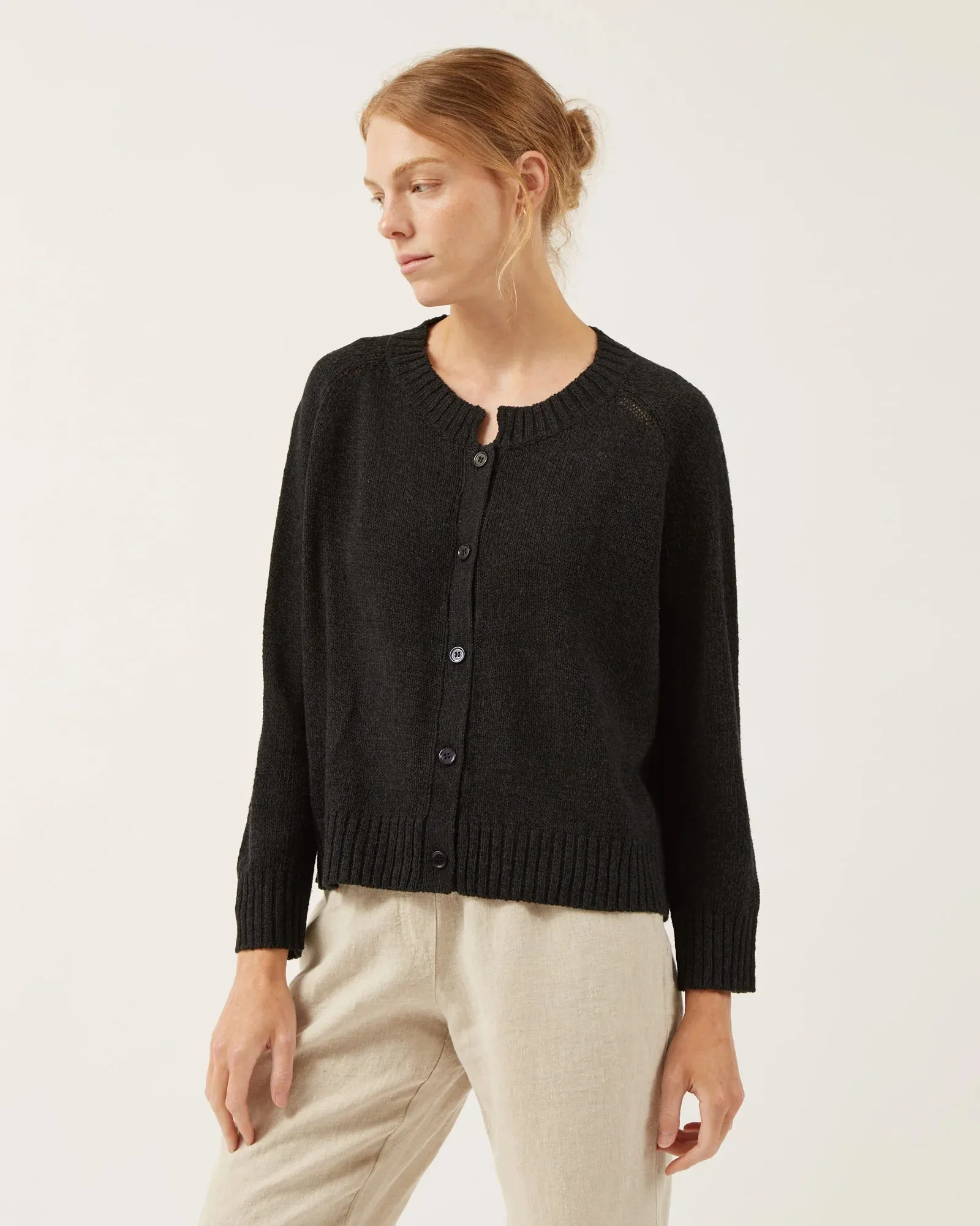 Naïf | Anissa Silk and Cotton Cardigan - Black sold by Fort