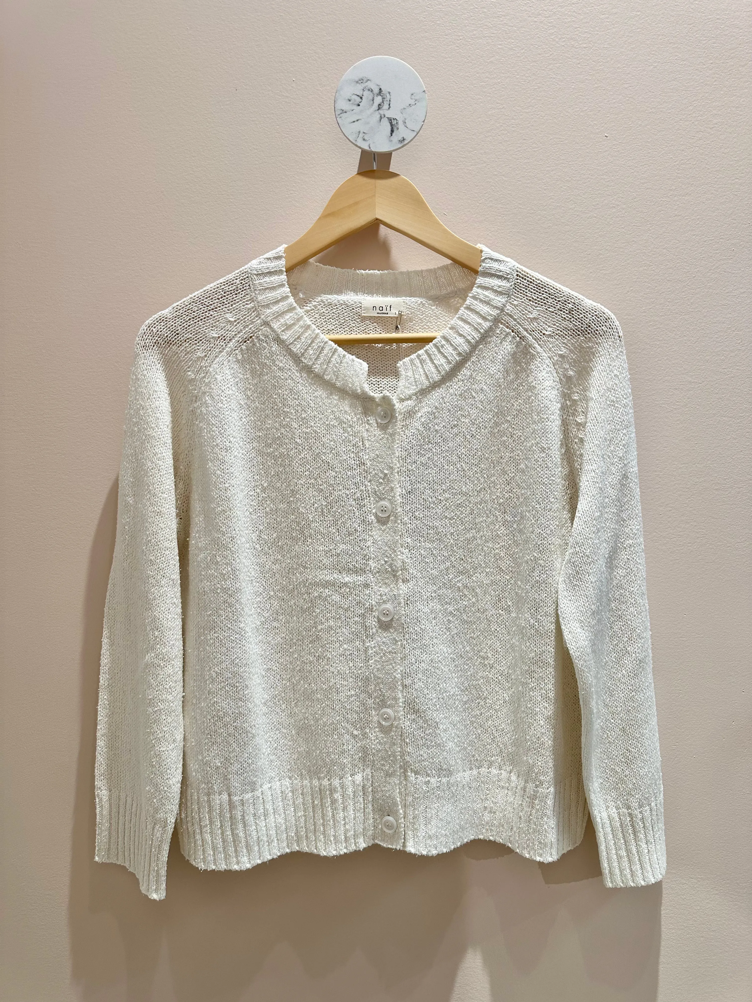 Naïf | Anissa Silk and Cotton Cardigan - Ivory sold by Fort