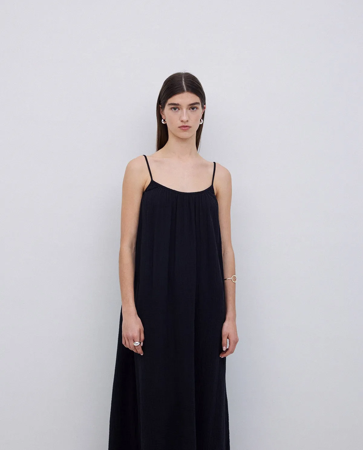 Yerse | Black Tank Dress, Gauzy Cotton sold by Fort