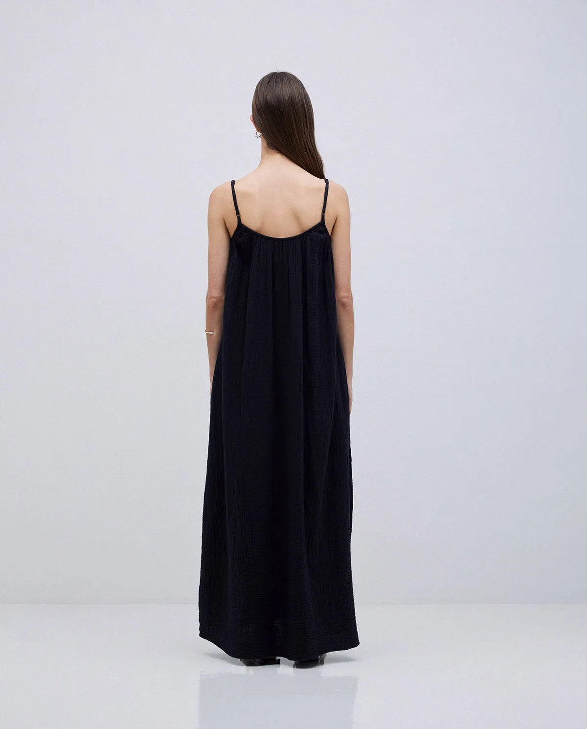 Yerse | Black Tank Dress, Gauzy Cotton sold by Fort product image thumbnail 2