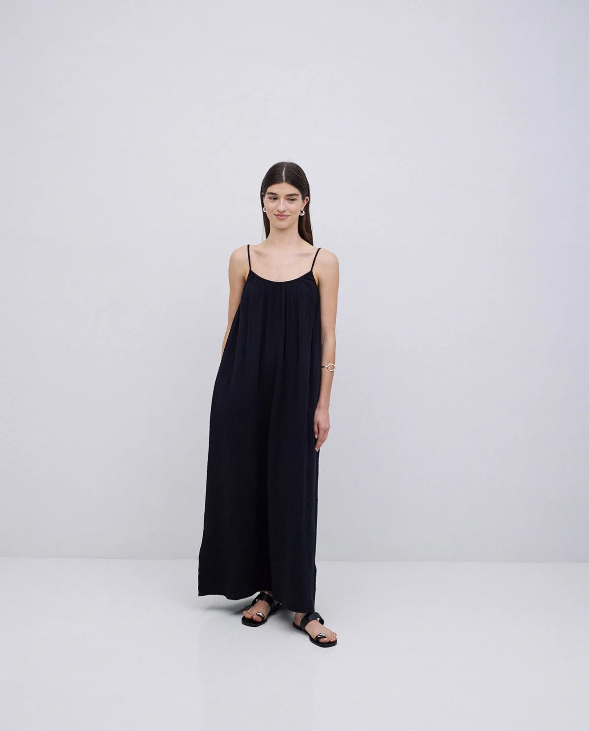 Yerse | Black Tank Dress, Gauzy Cotton sold by Fort product image thumbnail 3