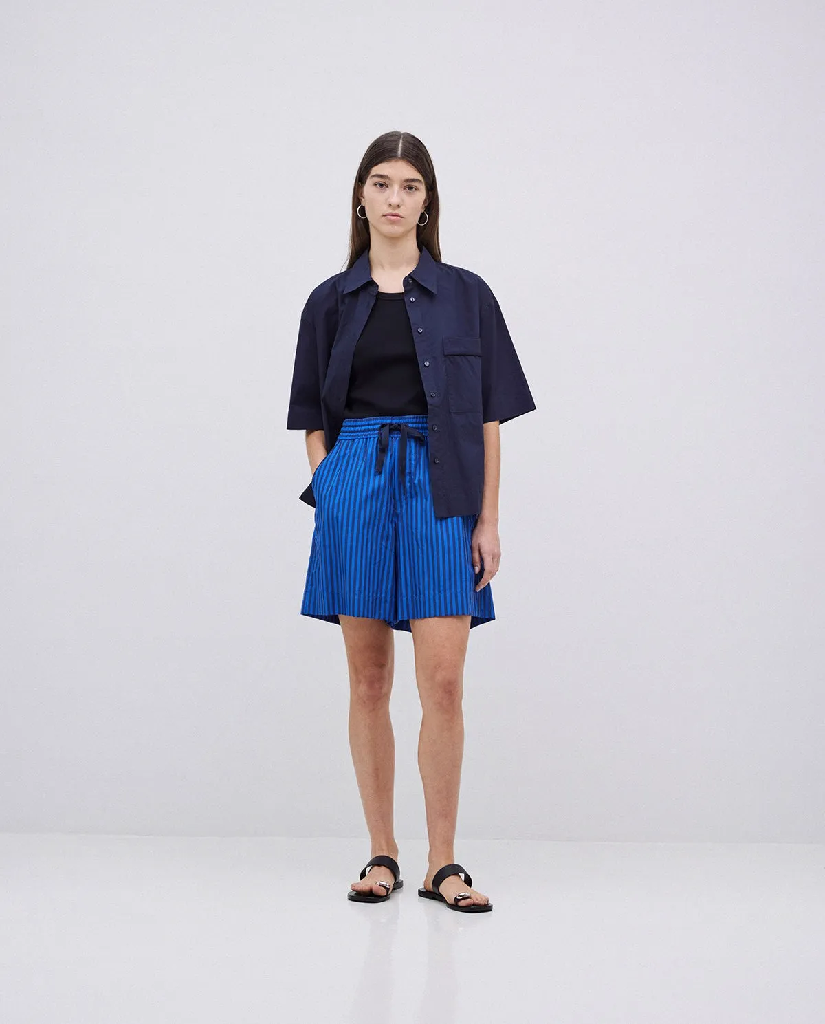 Yerse | Navy Stripe Shorts sold by Fort