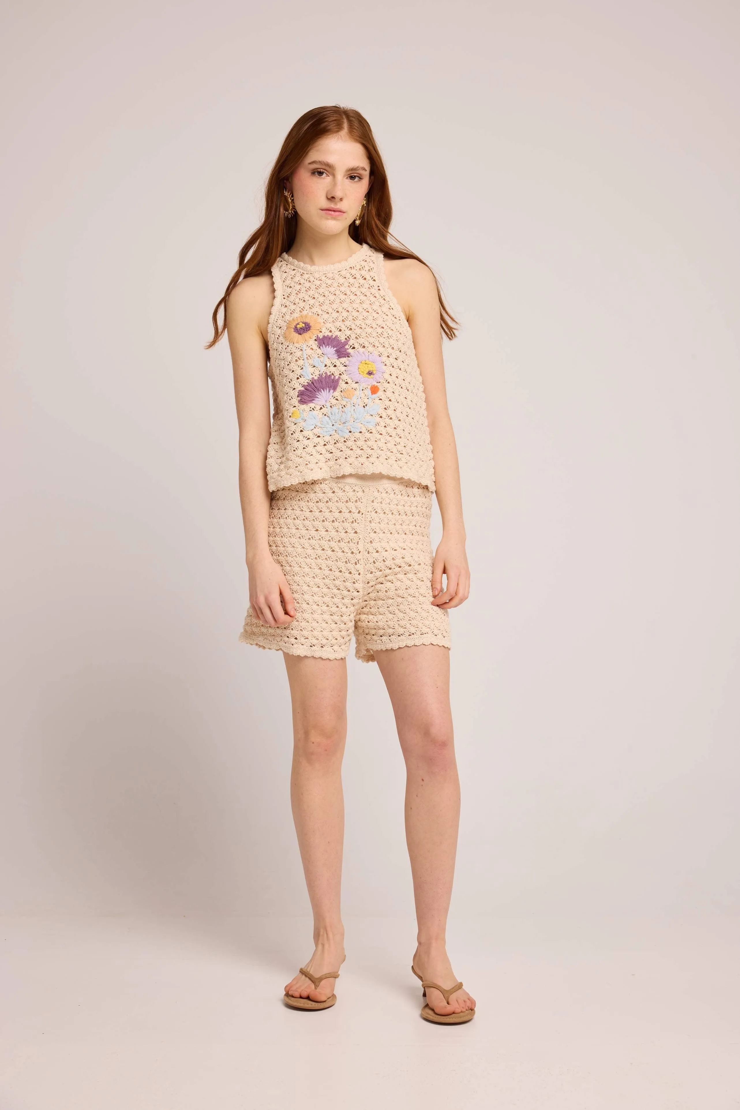 Louizon | Floral Tank Scalloped Edge sold by Fort