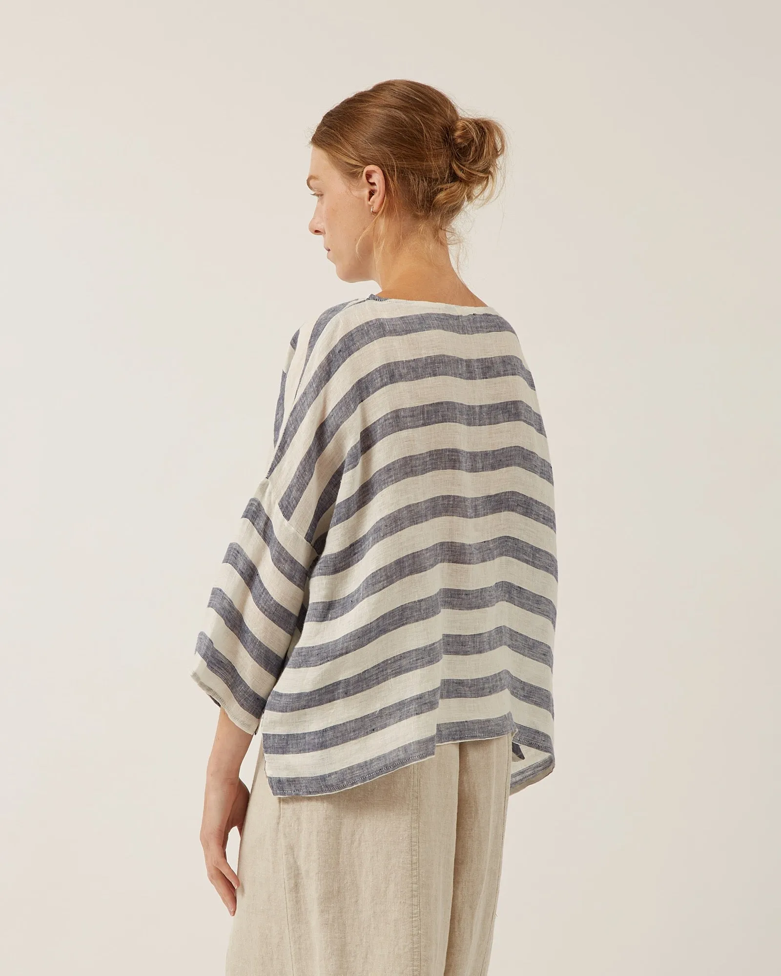 Naïf | Lieke Linen Top -Indigo/White Stripes sold by Fort product image thumbnail 3