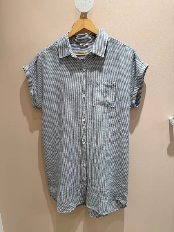 Naïf | Reese Dress - Washed Linen-Ivory/Ink Stripes sold by Fort