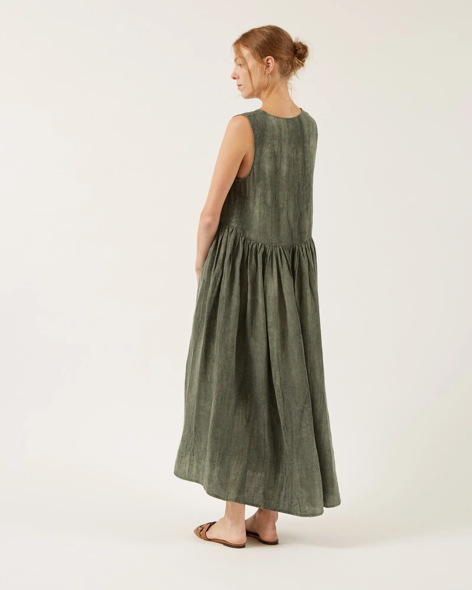 Naïf | Calla Dress - Crinkle Linen Olive Green sold by Fort product image thumbnail 2