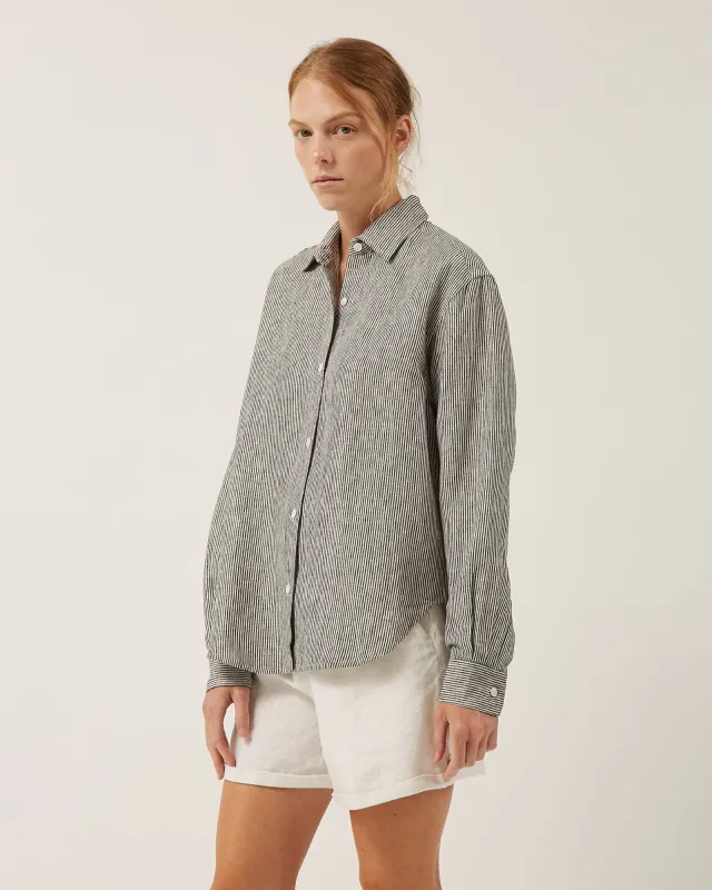 Naïf | Astrid Blouse - Washed Linen Ivory/Ink sold by Fort