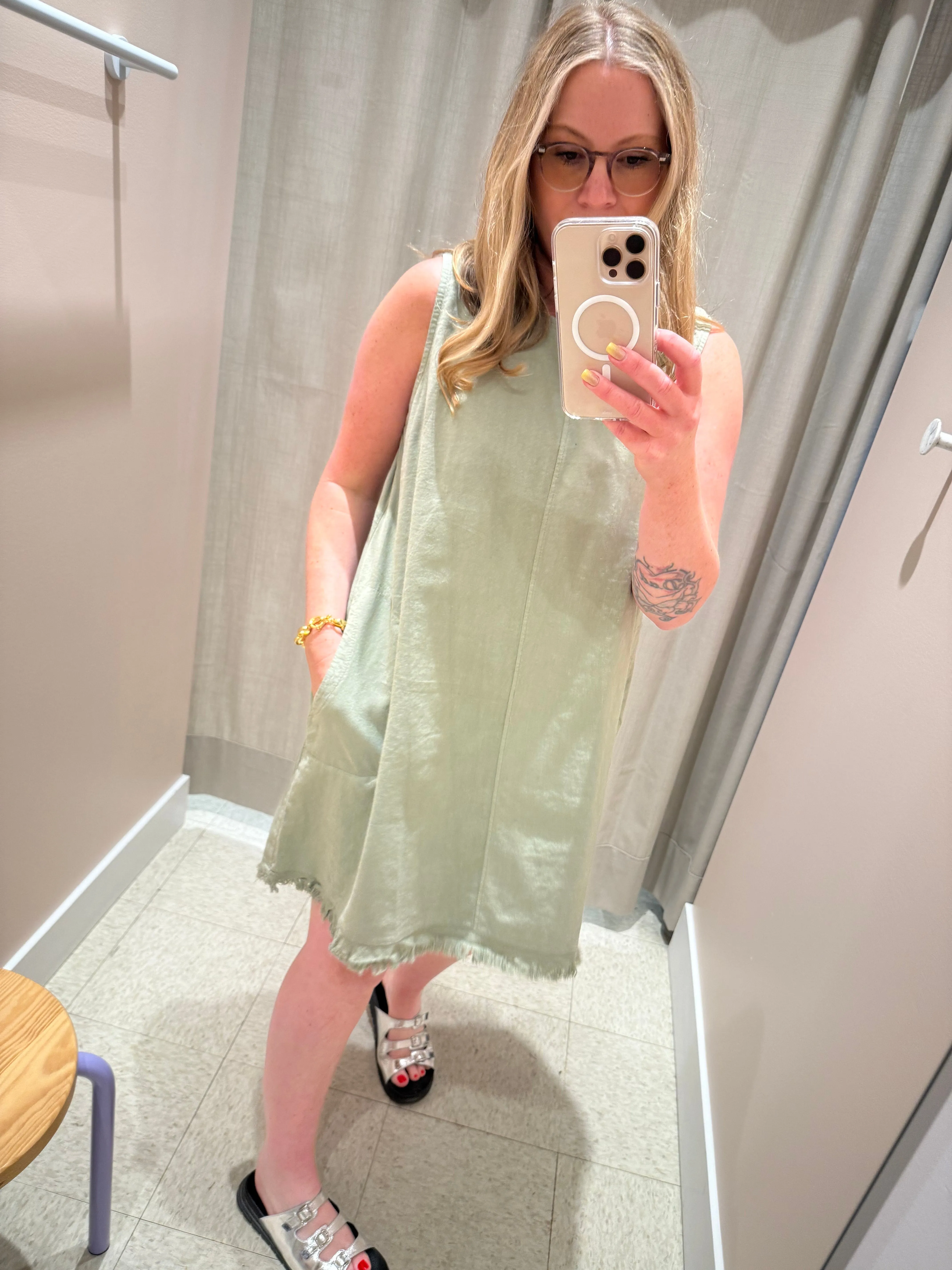 Astrid | Woven Dress, Linen - Army sold by Fort