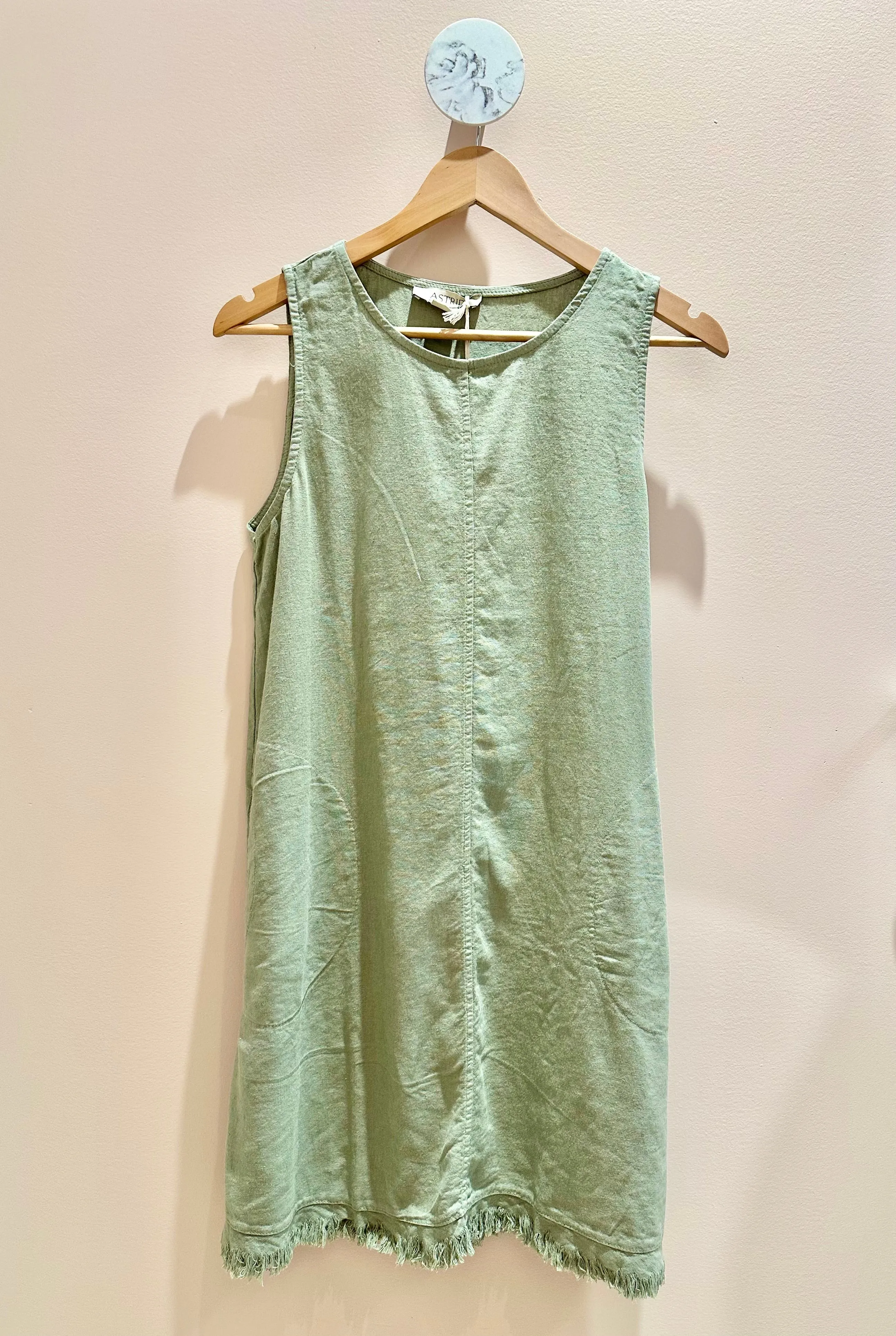 Astrid | Woven Dress, Linen - Army sold by Fort product image thumbnail 2