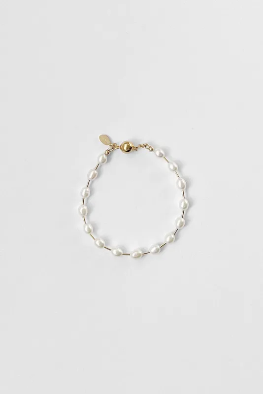 Kara Yoo | Mila Bracelet - Gold Fill and Rice Pearls sold by Fort