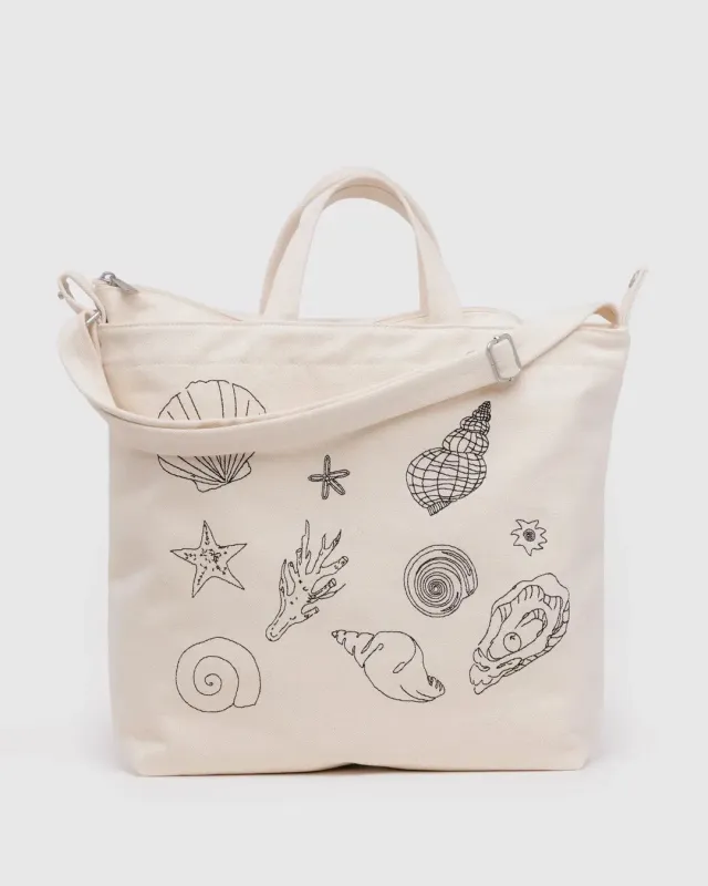 Baggu | Horizontal Zip Duck Bag - Embroidered Shells sold by Fort