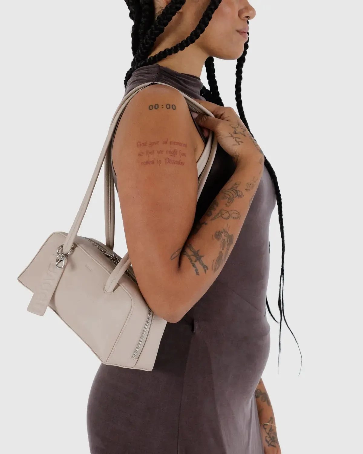 Baggu | Small Recycled Leather Bowler Bag - Stone sold by Fort product image thumbnail 5