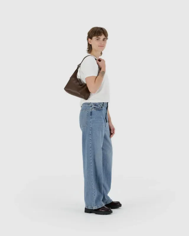 Baggu | Mini Recycled Leather Shoulder Bag - Brown sold by Fort