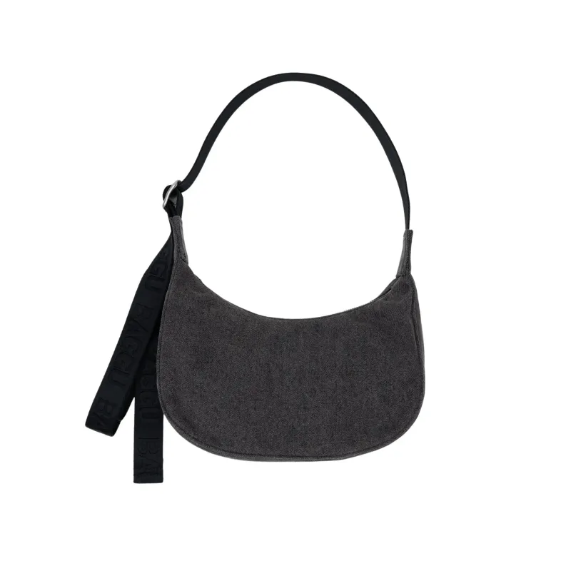 Baggu | Small Denim Crescent Bag - Washed Black Denim sold by Fort