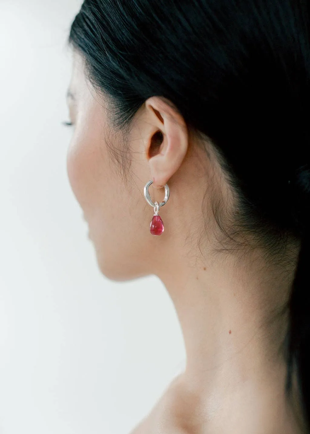 Kara Yoo | Pippa Hoops + Small Drops - Silver & Ink sold by Fort product image thumbnail 2
