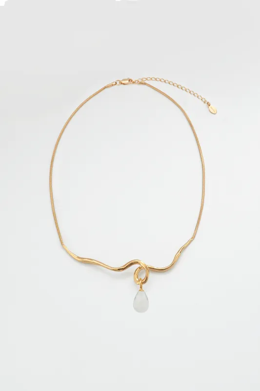 Kara Yoo | Maeva Necklace + Small Drop Charm - Gold & Ice sold by Fort