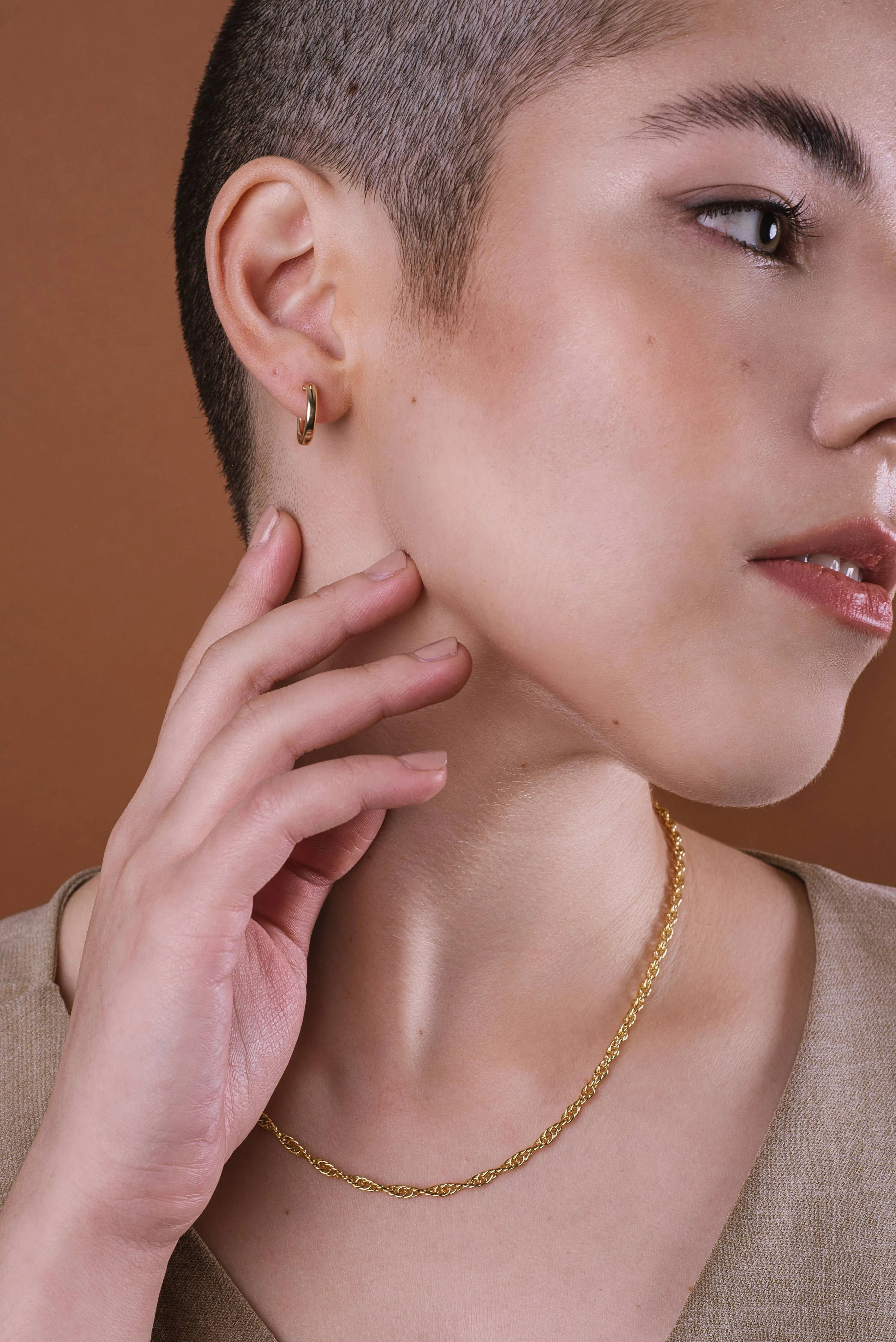 Kara Yoo | Anna Huggie Hoops - Gold sold by Fort product image thumbnail 3