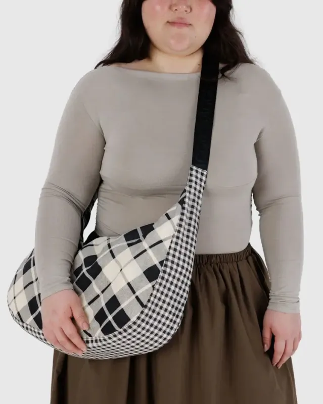 Baggu | Large Nylon Crescent Bag - Mixed Plaid sold by Fort