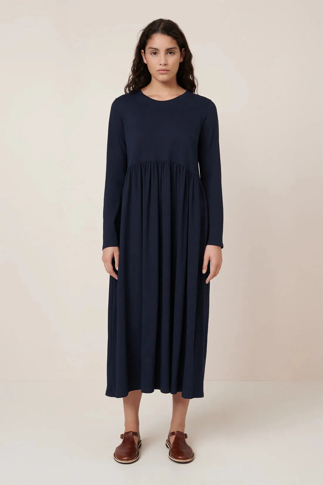KOWTOW | Long Sleeve Gather Dress - Navy sold by Fort