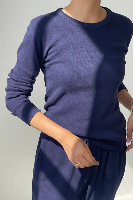 Le Bon Shoppe | Pointelle Fundamental Tee - Navy sold by Fort