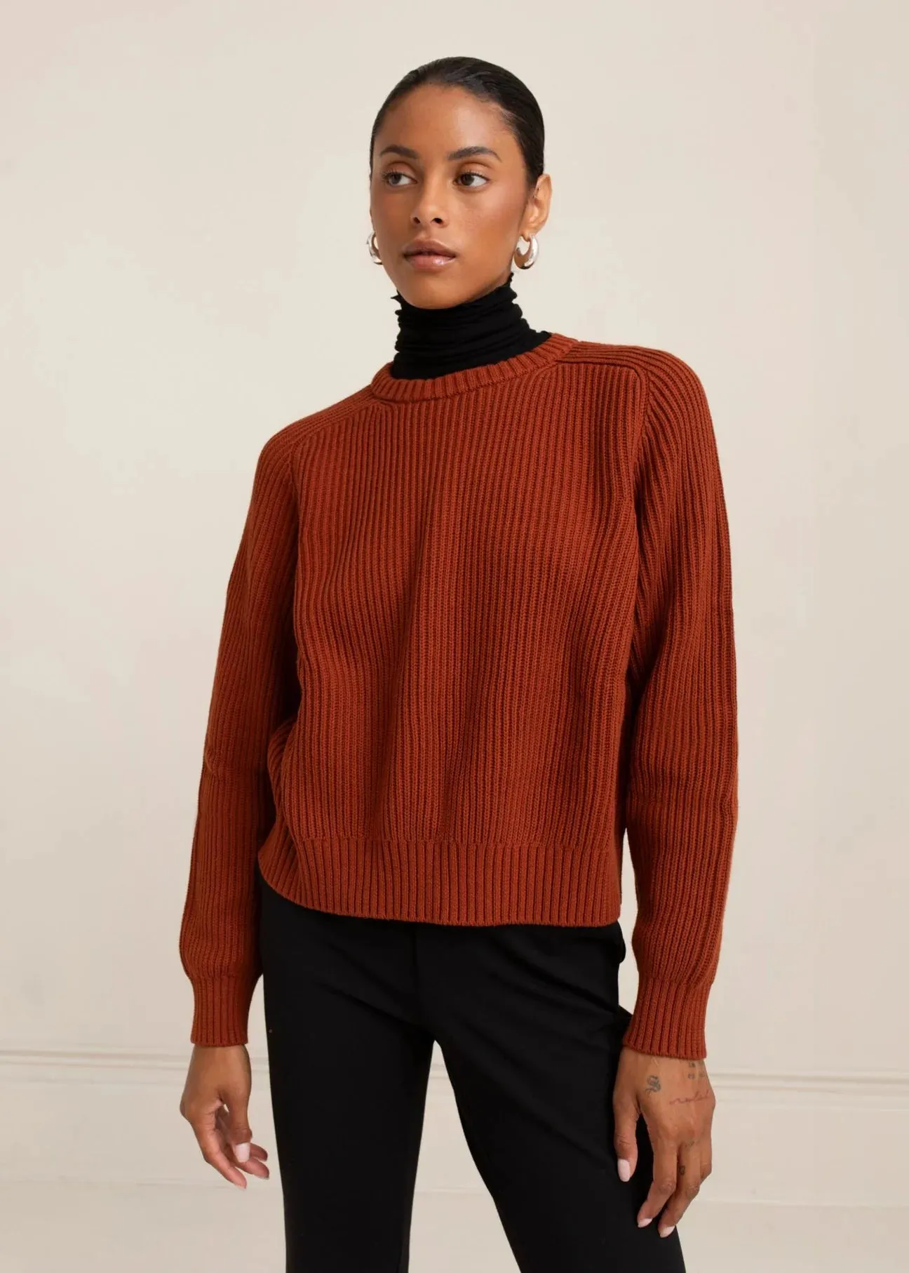 Paper Label | Avery Crew Neck Sweater - Brick Red sold by Fort
