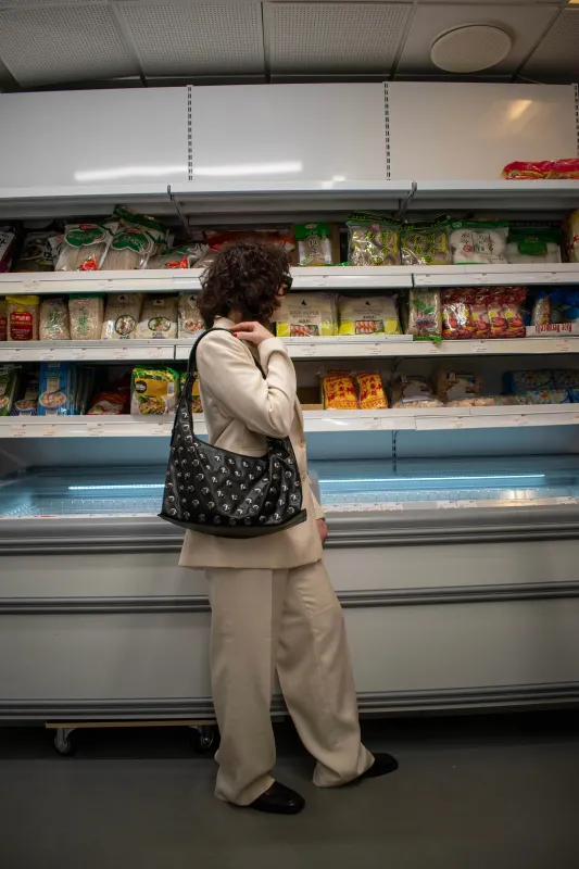 HVISK | Lane Soft Structure Tote - Black Studs sold by Fort