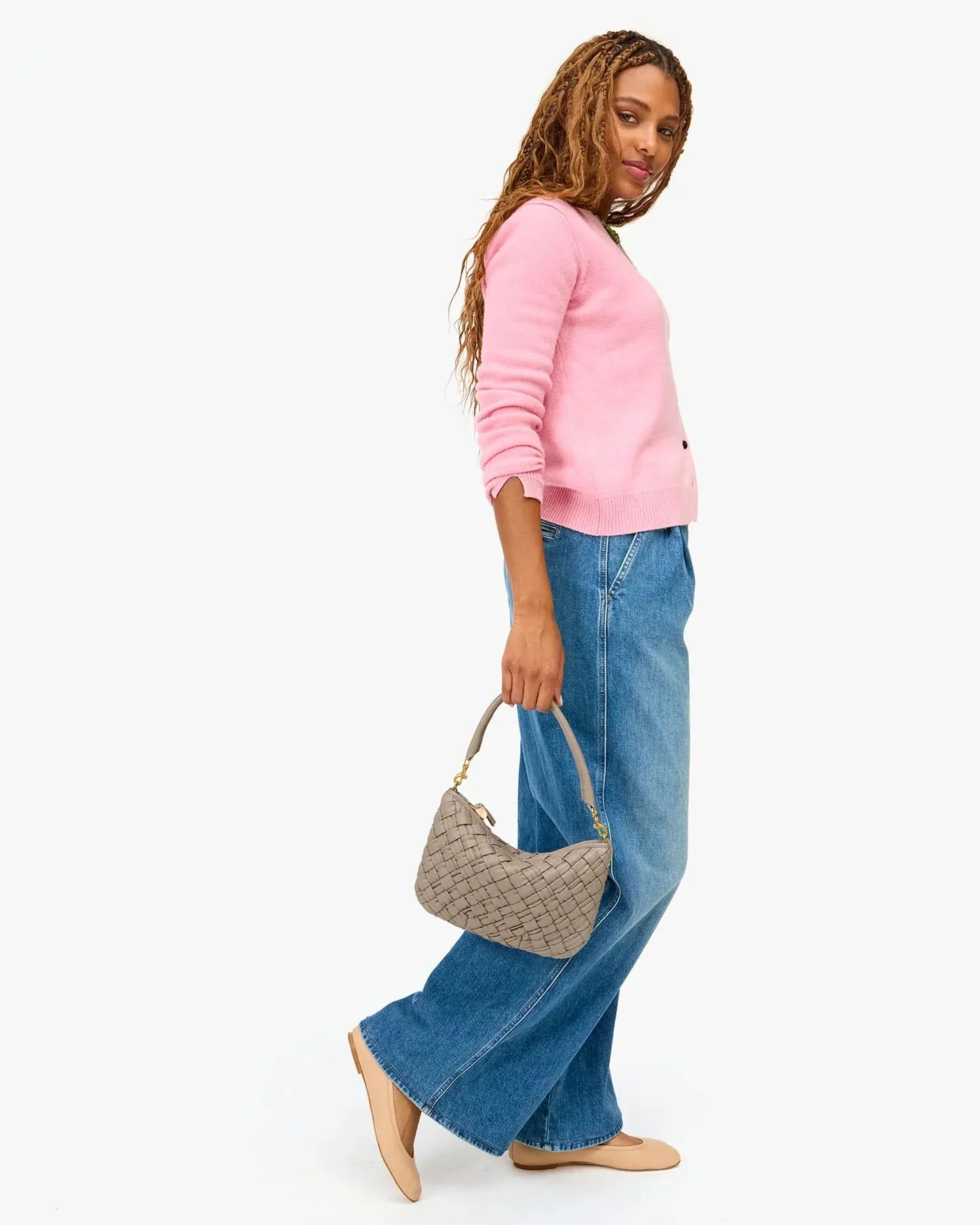 Clare V. | Petit Moyen Messenger - Puffy Woven - Dove Grey sold by Fort product image thumbnail 4